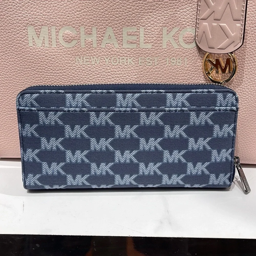 Michael Kors Men’s Women’s Cooper Tech Zip Around Continental Wallet Navy Multi